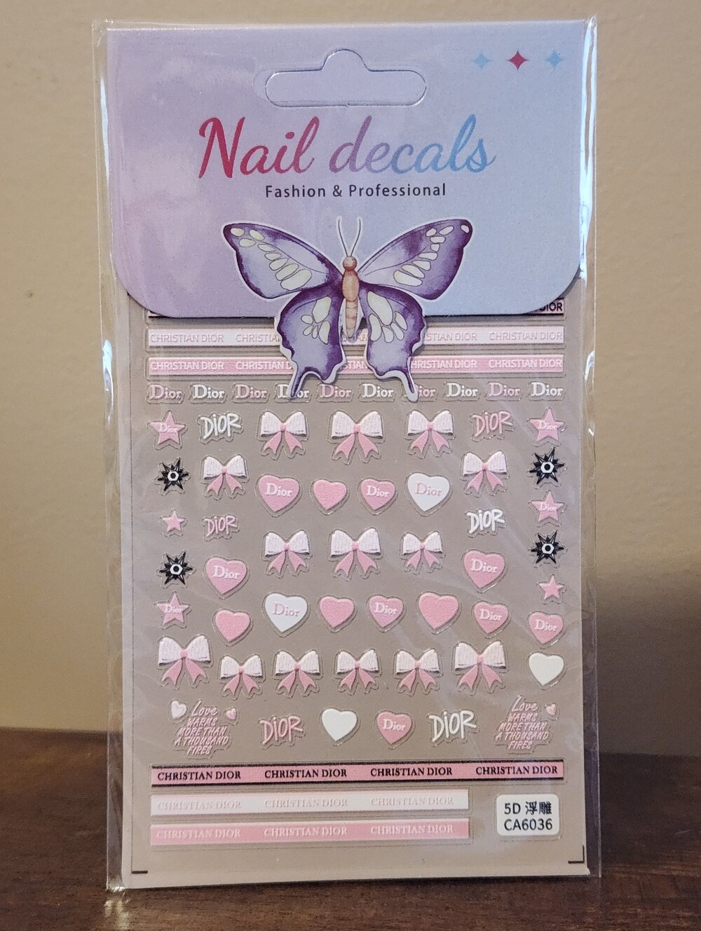 NAIL DECALS, PINK/WHITE